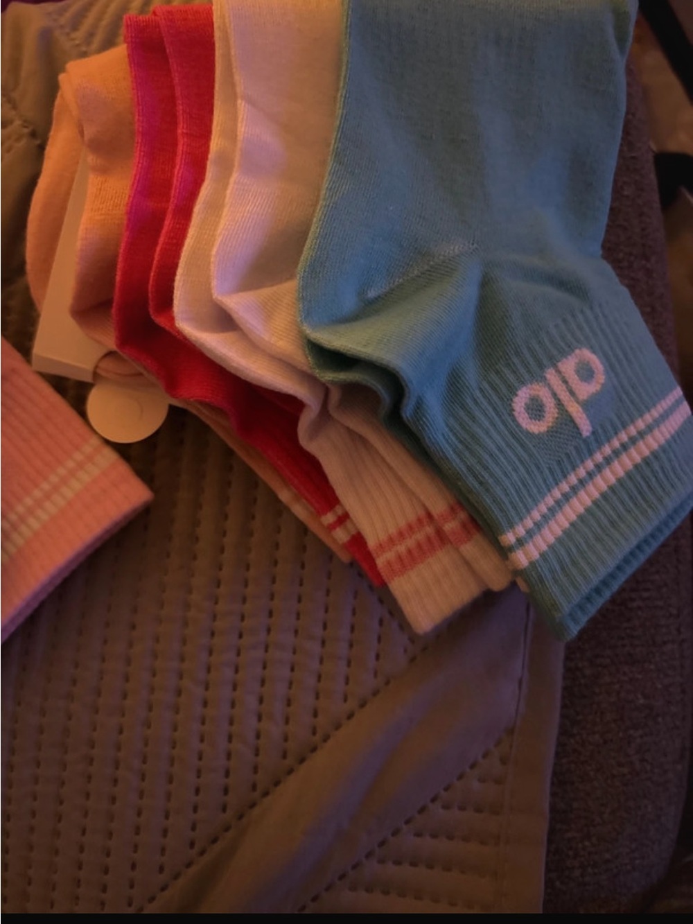 ALO Yoga Low-Cut Athletic Socks in Blue, White, Pink